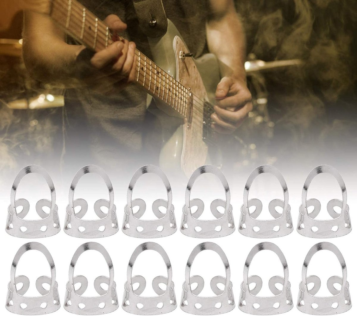 Professionele Set van 12 Verstelbare Duim- en Vingerpicks voor Gitaar met Opbergtas van Hoge Kwaliteit