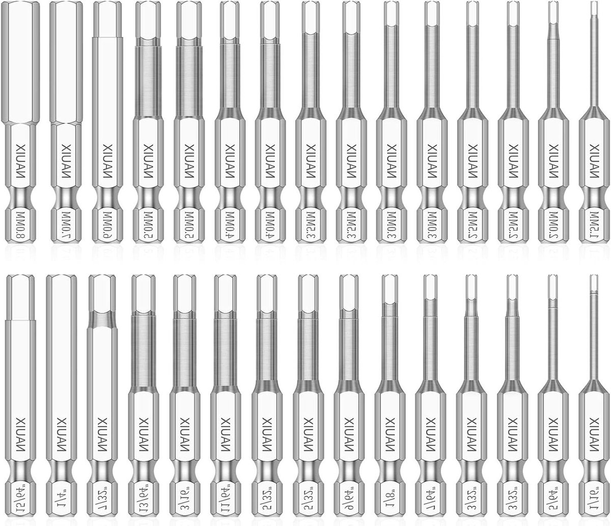 Inbussleutel Boorset - Zeskant Bits - Monteren & Demontage - S2 Staal Bits - 30 Delig - Zilverkleurig