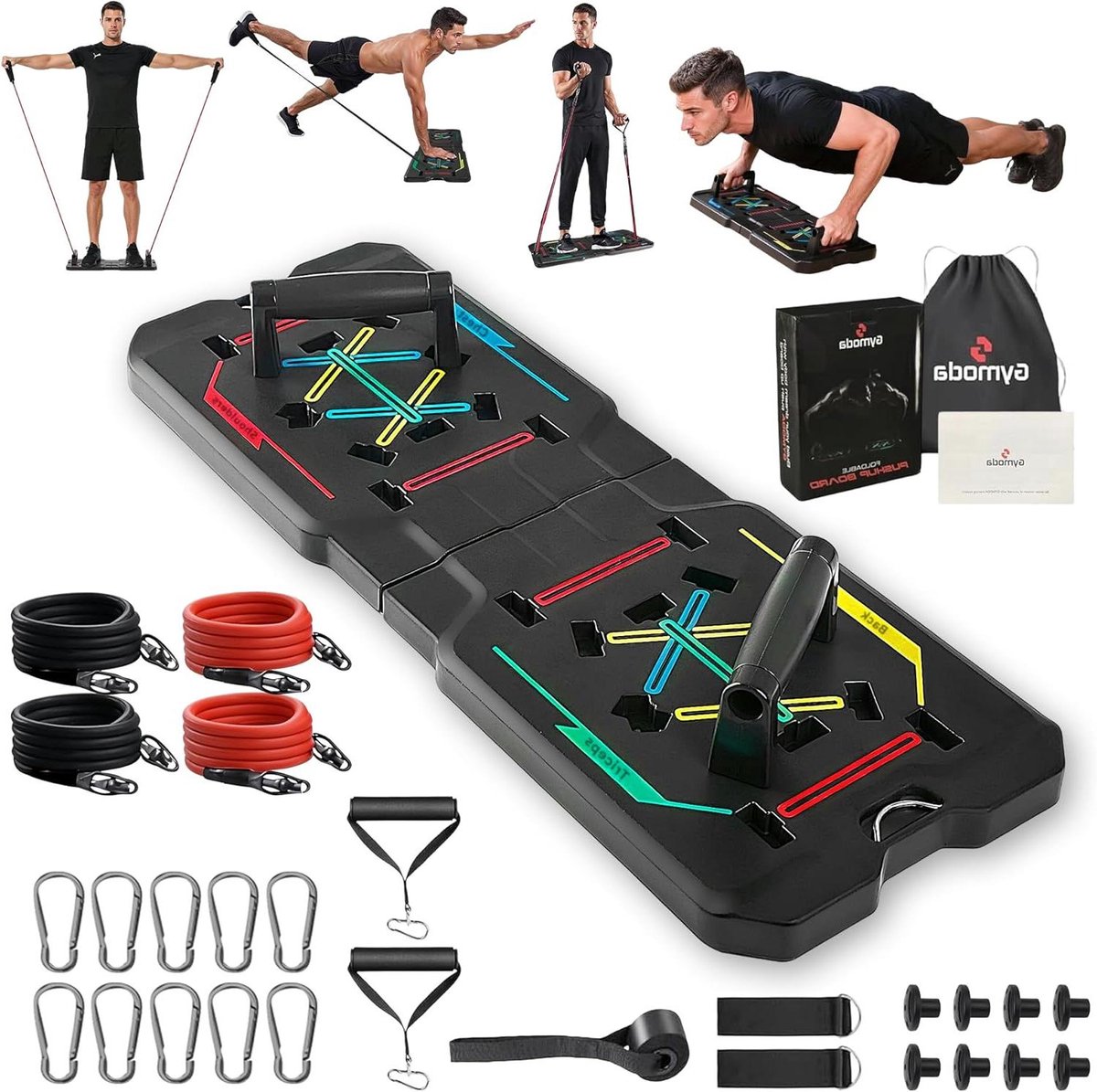 Fitnesssysteem Thuis - Kracht Set - Full Body Workout - Opvouwbaar Draagbaar Ontwerp - 73 x 29 cm - Zwart