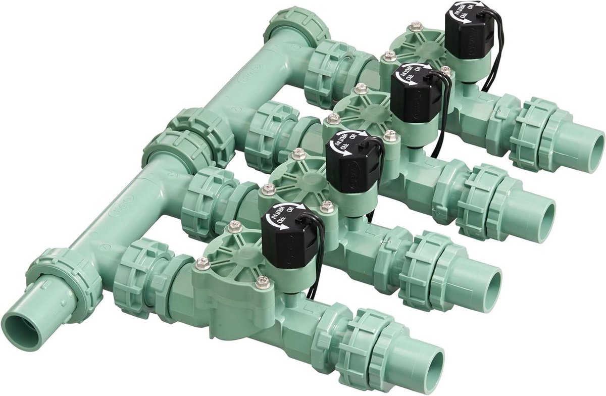 Sproeierspruitstuk met kleppen - Automatisch irrigatie - Tuin water geven - Gereedschapsloze installatie - 4 zones - Groen
