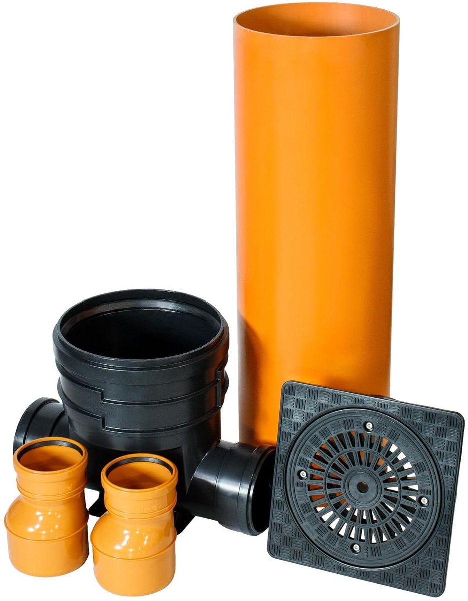 Pijpsysteem Set - Afvoersysteem Controleput - Riolering Aanleggen - Robuust PVC Materiaal - 85 x 85 x 128 cm