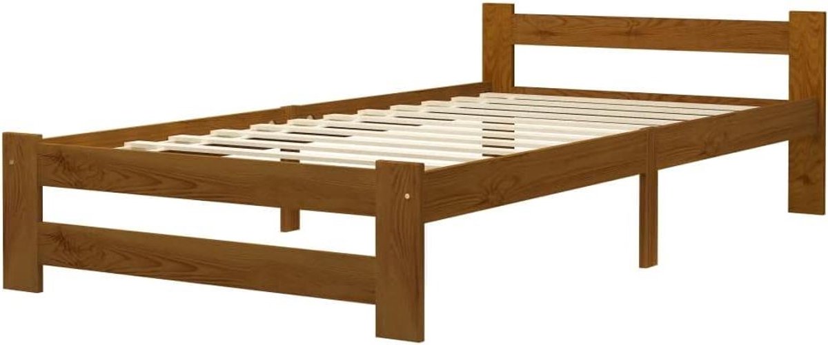 Bedframe Grenenhout - Houten Bedframe - Ontspannen Slapen - Massief Hout - 90x200 cm - Honingbruin