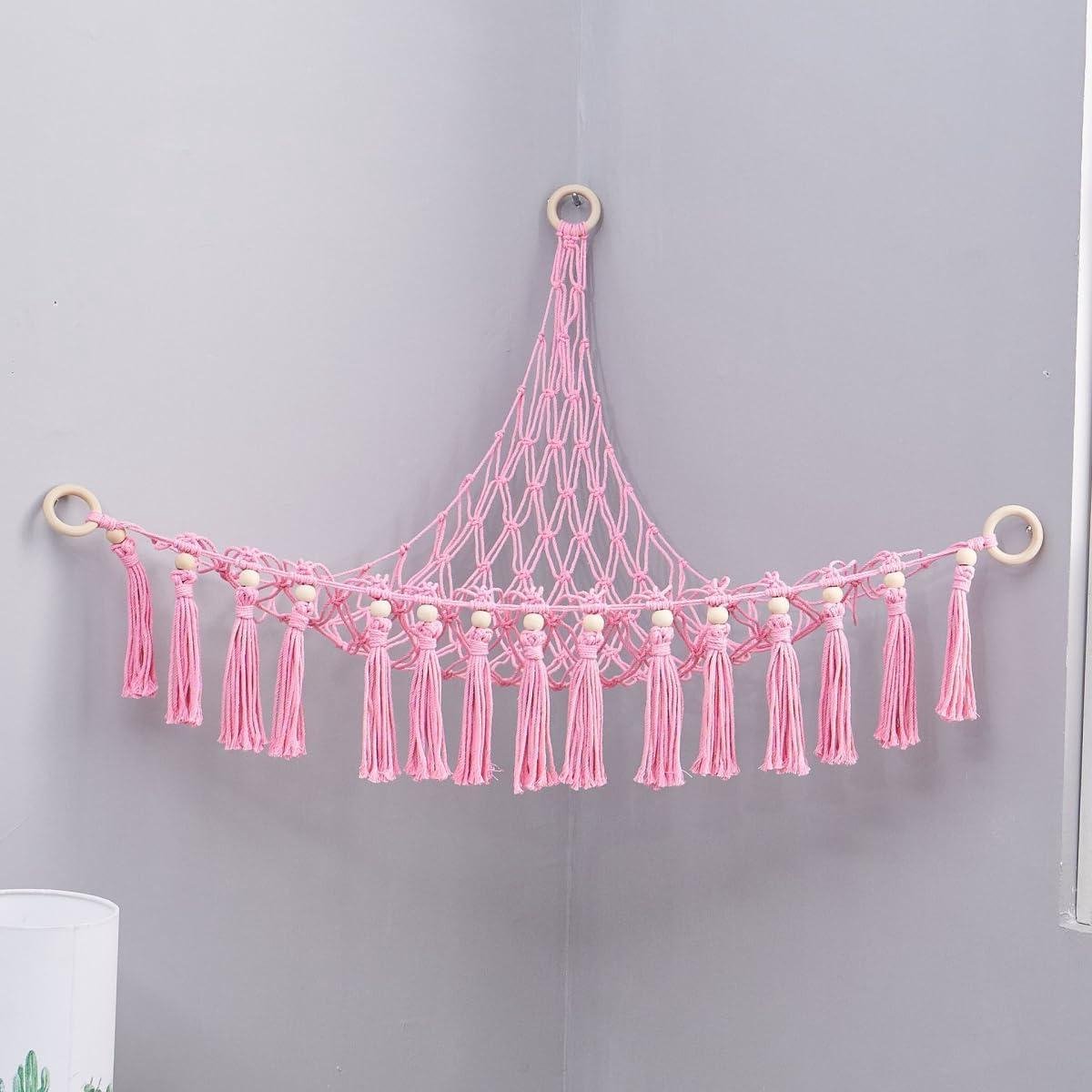 Speelgoed Hangmat - Opberger Net - Speelgoed Opbergen - Wandmontage - 106 x 106 x 132 cm - Roze