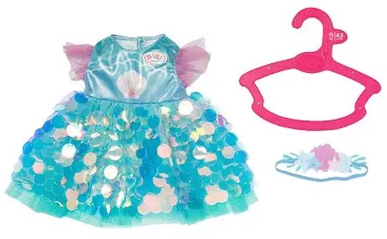BABY born zeemeerminnenjurk met pailletten, tiara en kleerhanger.