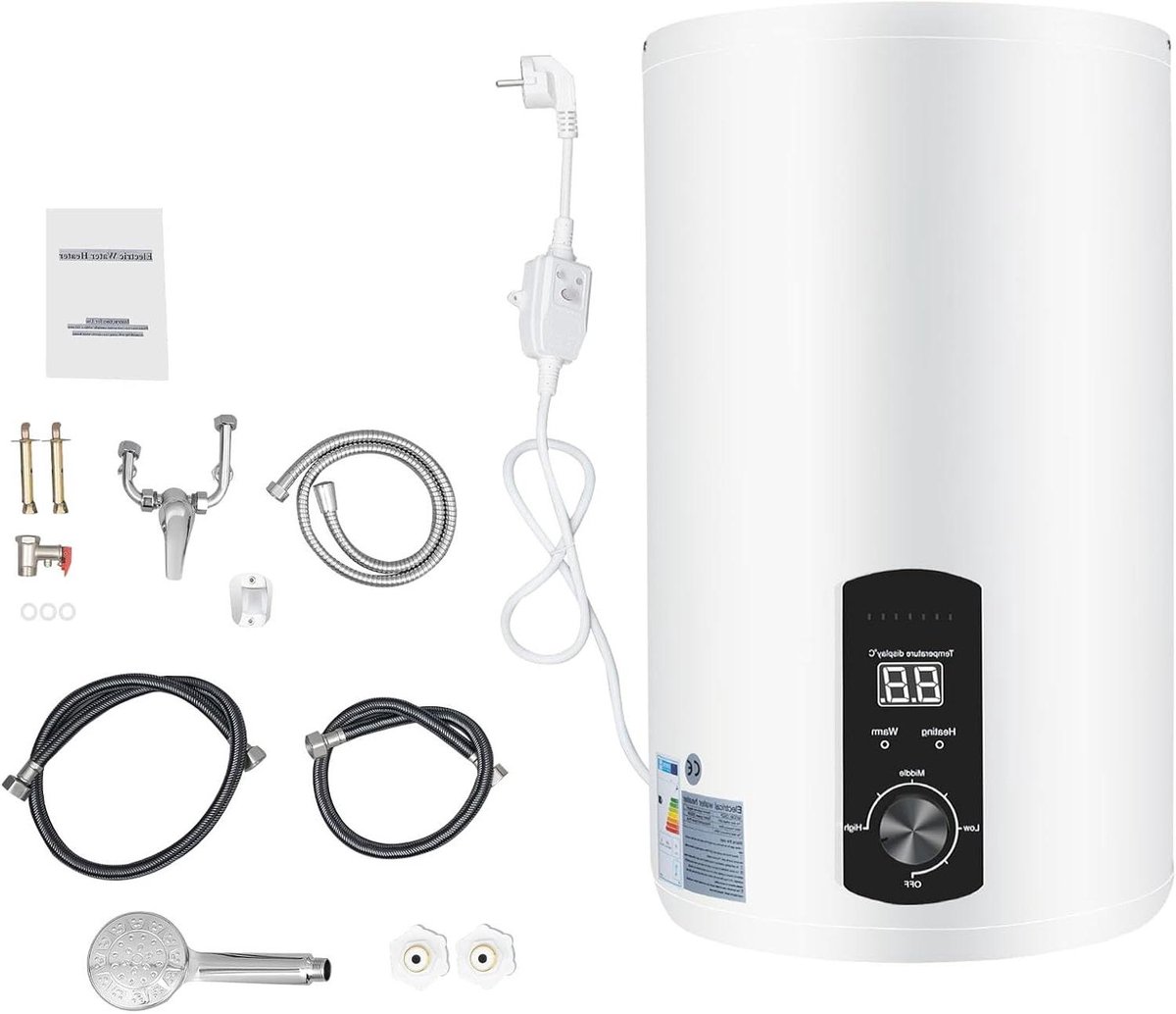 Elektrische boiler - Warmwaterketel Waterverwarmer - Direct Warm Water - Lekbescherming Automatische Uitschakeling - 35 Liter - Wit