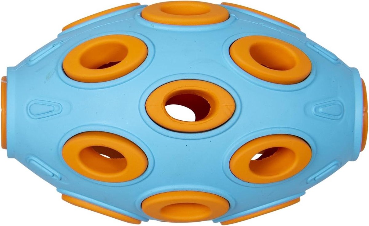 Honden Snackei - Speelgoed Ei - Hond Stimuleren - Duurzaam Rubber - 12 cm - Donkerblauw Oranje