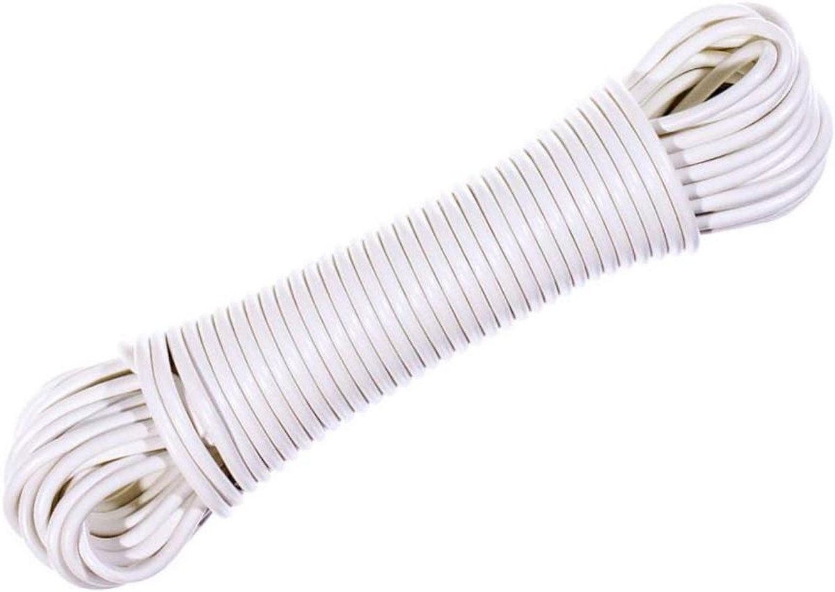 Plastic Waslijn - Waslijn Buiten - Kleding Drogen - Vochtbestendig - 50 of 100 voet - Wit