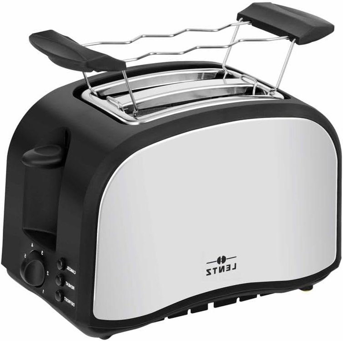 Broodrooster 2 schijven - Toastapparaat - Ontbijt Bereiden - Met broodjesopzetstuk - 800 Watt - Roestvrij staal