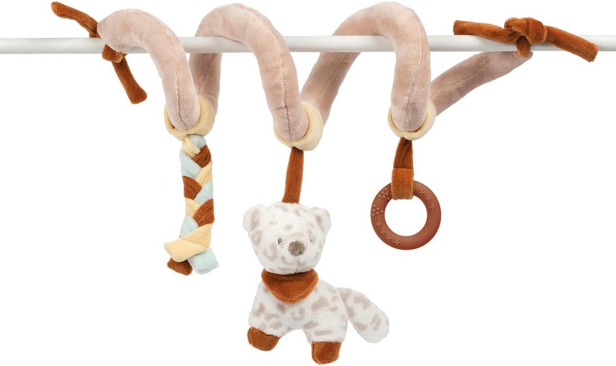 Speelspiraal Sneeuwluipaard - Babyhanger Rammelaar - Motoriek Ontwikkelen - Veganistische Productie - 60 cm - Beige