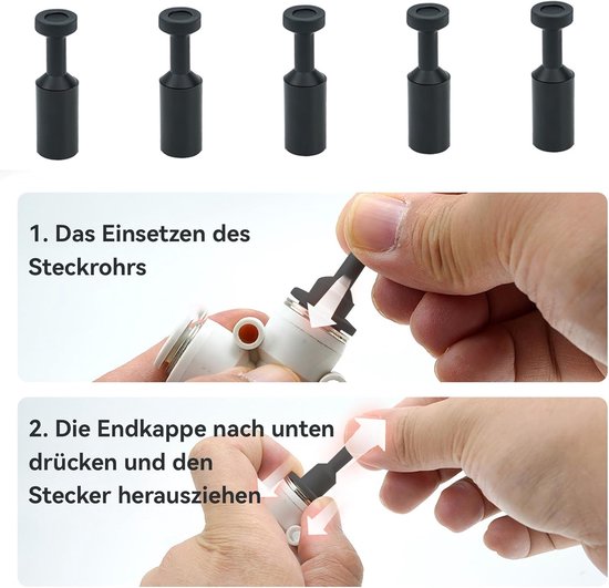 Pneumatische Pluggen - Persluchtkoppelingen Buisdoppen - Luchtleidingen Afdichten - Drukbestendig PP-kunststof - 6 mm - Zwart van Merkloos — afbeelding 5