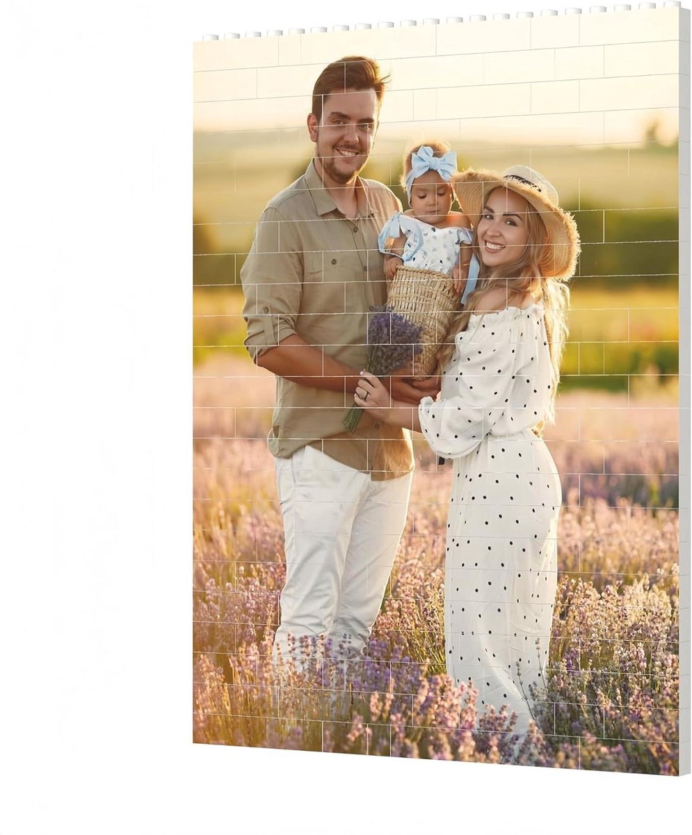 Gepersonaliseerde Bouwstenen Puzzel - Foto Puzzel Hartvorm - Creëer Aandenken - Hoogwaardig ABS-kunststof - 25 x 20 cm - Meerdere kleuren