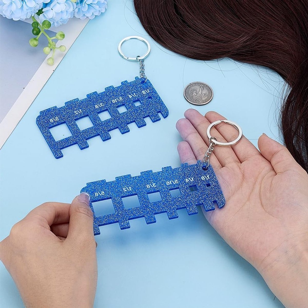2-Pack Blauwe Acryl Micro Lure Maatgereedschap en Breigerei voor Dreadlocks, Haarstyling en DIY Accessoires voor Feestdagen en Salons
