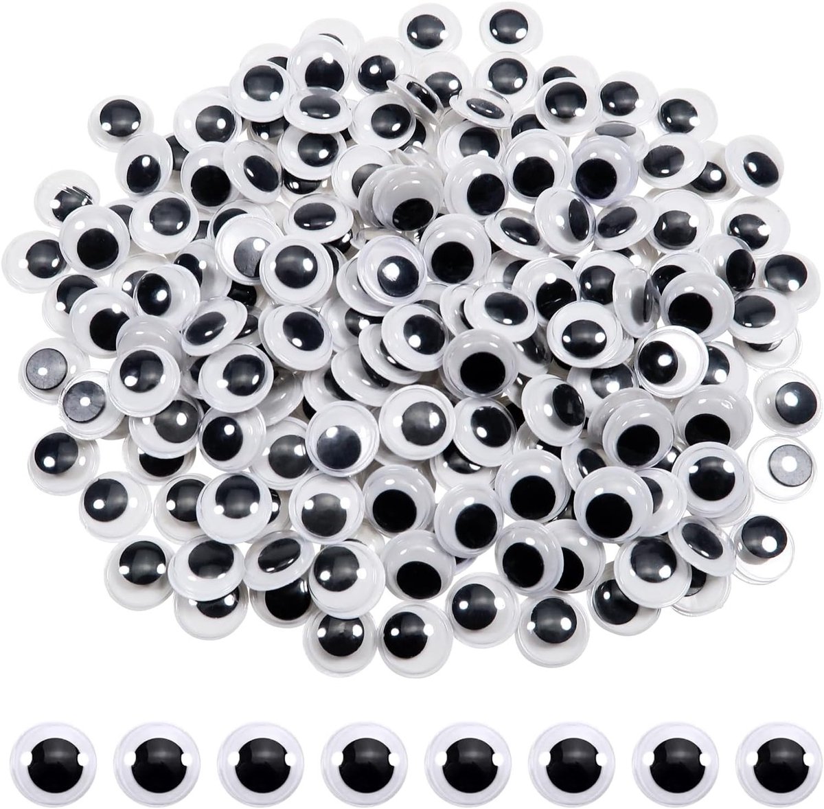 100 Stuks Zelfklevende Wedge Ogen Rond Zwart Wit 12mm Beweegbare Ogen voor Scrapbooking en Knutselen