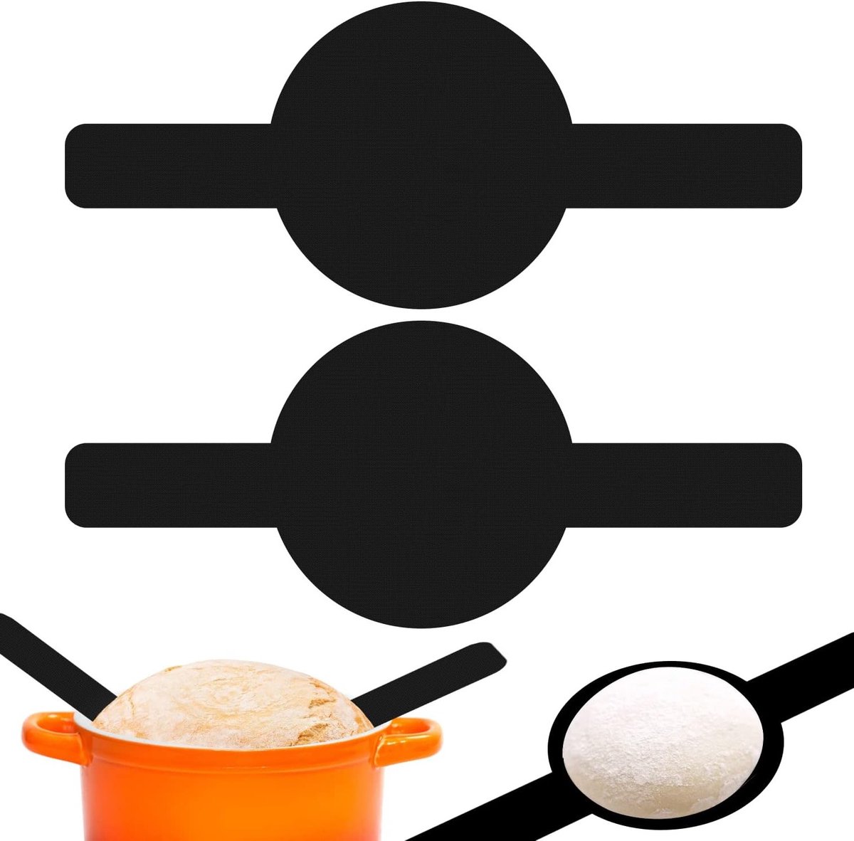 Set van 2 Herbruikbare Broodmatten voor Bakken, Ideaal voor Dutch Oven en Zwart Brood, Met Lange Handvatten en Antiaanbaklaag