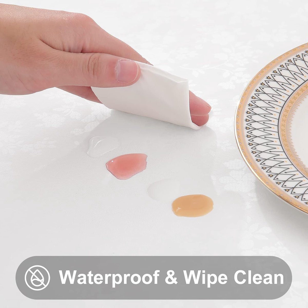 Tafelkleed Rechthoekig - Vinyl Kleed - Keuken Eetkamer - Waterdicht Afwasbaar - 152 x 213 cm - Wit