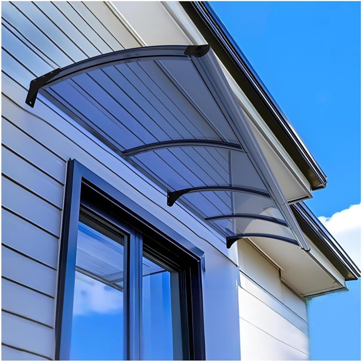 Deurluifel Polycarbonaat - Regenkap Raam - Buiten Beschermen - Wind en UV Bestendig - 65x320cm - Transparant