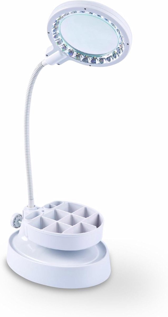 Led vergrootlamp - Tafelvergrootglas - Precisiewerk - 24 superheldere leds - Inclusief opbergvak - Wit