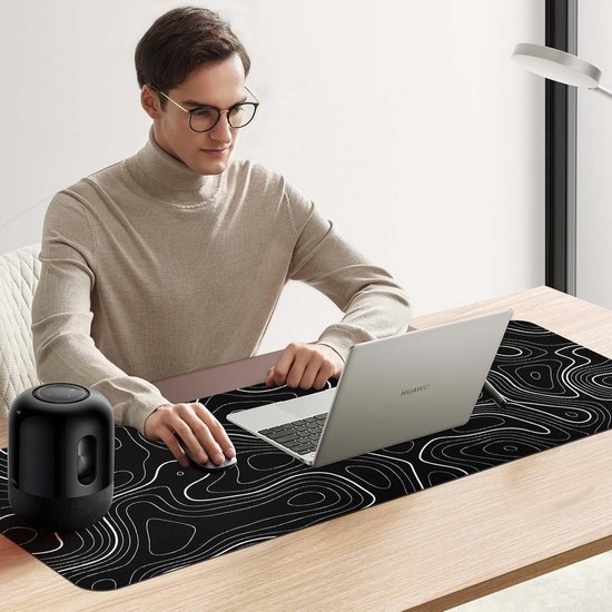 Muismat 800 x 300 mm, Speed Gaming muismat, onderlegger voor grote tafels, computergames, muismat voor games, kantoor, laptop (witte lijn) — afbeelding 4