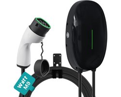 Laadstation Elektrische Auto - Oplaadpunt Wandmontage - Thuis Laden - Universele Type 2 - 11kW 16A 6M Kabel - Zwart
