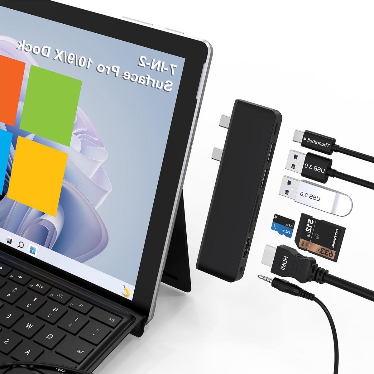 Dockingstation - USB C Hub - Drievoudig Scherm - Thunderbolt 4 - Compact Formaat - Zwart