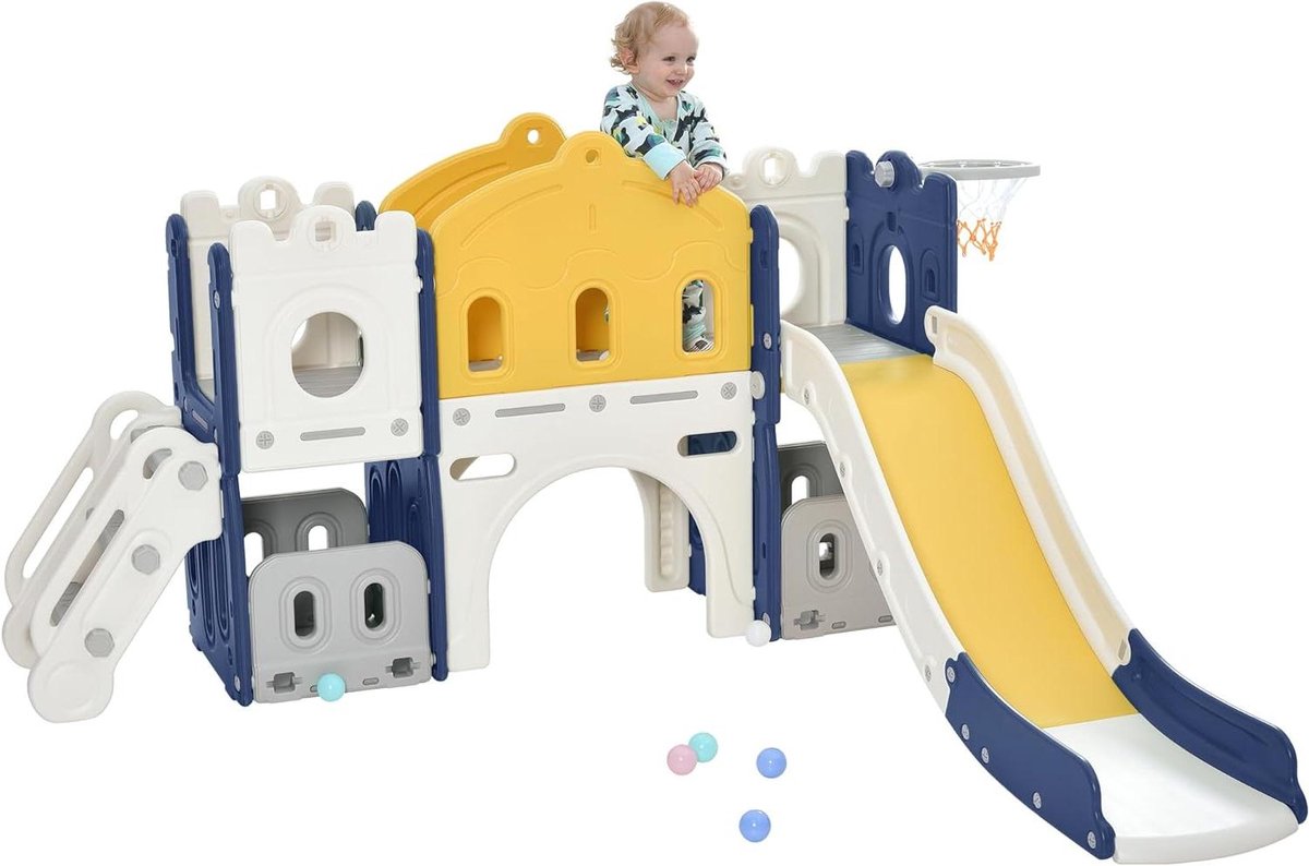 Baby Klimset - Peuter Speeltoestel - Binnen en Buiten Spelen - Stabiele Constructie - Niet Gespecificeerd - Blauw Geel