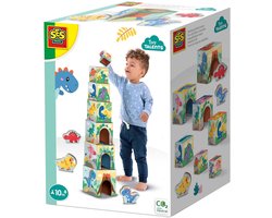 SES Creative – Tiny Talents – Stapelblokken – Sensorisch – Dinosaurus speelgoed – Baby speelgoed – Stimuleert zintuigen – Lichtgewicht