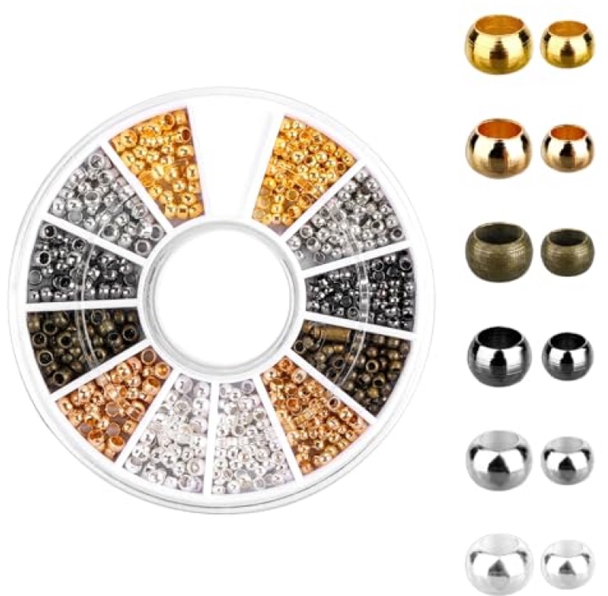 Complete set knijpkralen - 720 stuks in vintage kleuren voor sieraden maken