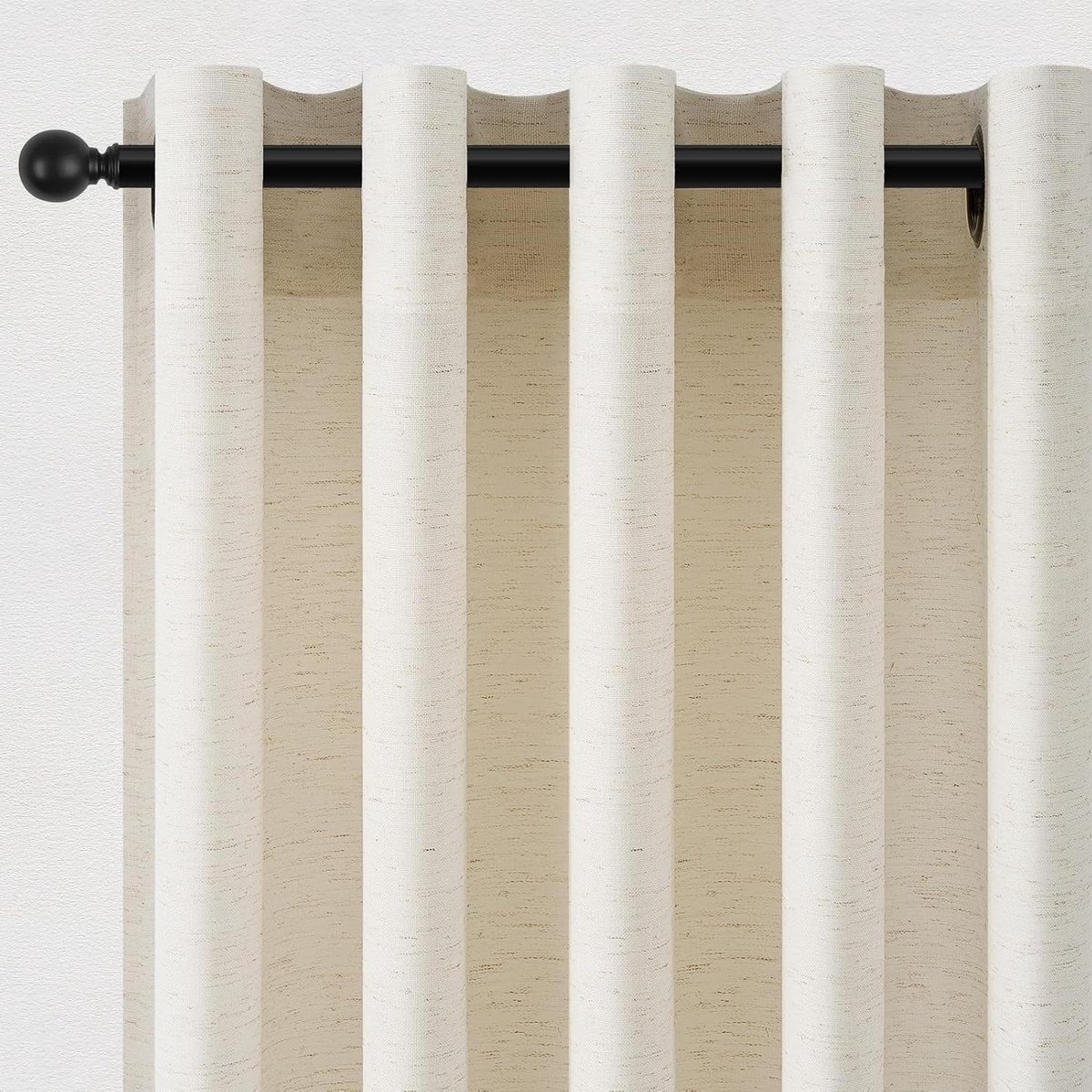 Linnen Katoen Gordijnen - Natuurlijke Stof - Keuken Slaapkamer - Semi-transparant - 160x140cm Set 2 - Beige
