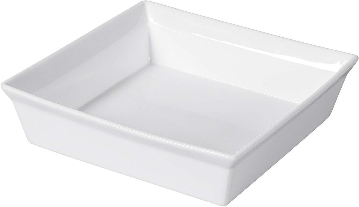 Ovenschaal Vierkant - Gratinevorm Porselein - Culinair Genot - Magnetron Vaatwasser Vriezer - 23x23x6 cm - Wit