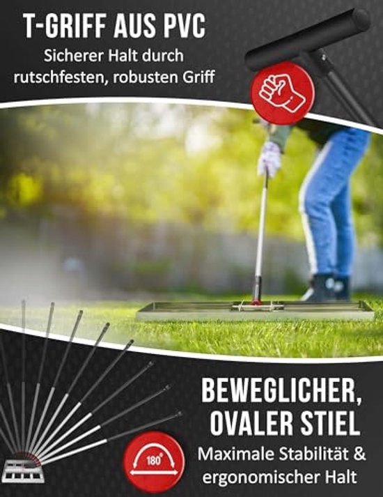 Professionele egaliseerhark voor gazononderhoud met aluminium steel — afbeelding 4