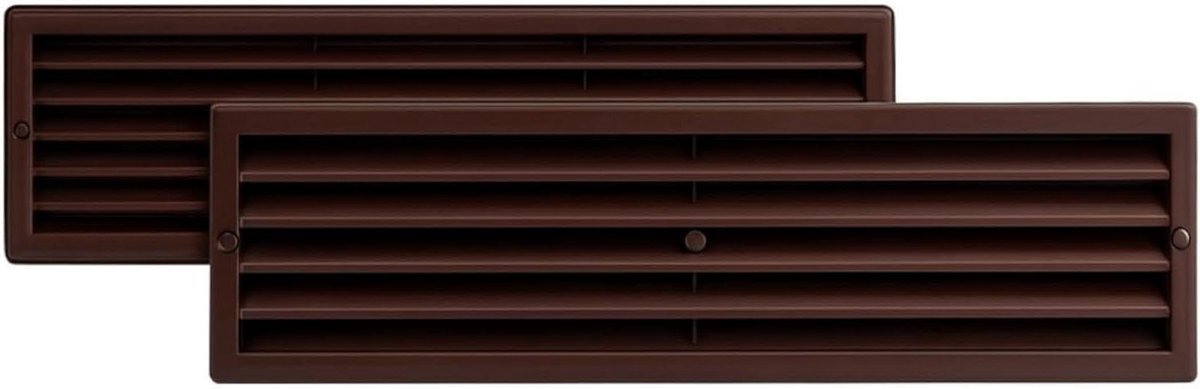 Deurventilatie rooster - Ventilatiepaneel kunststof - Luchtuitwisseling ruimtes - Voor alle gangbare deuren - 76 x 430 mm - Bruin