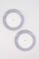 Zusss Set Van 2 Gebaksbordjes 'Smile' In Blauw - Verjaardag - Cadeau Dames - Keramiek - Wit / Lichtblauw - Ø14,5X1,5Cm