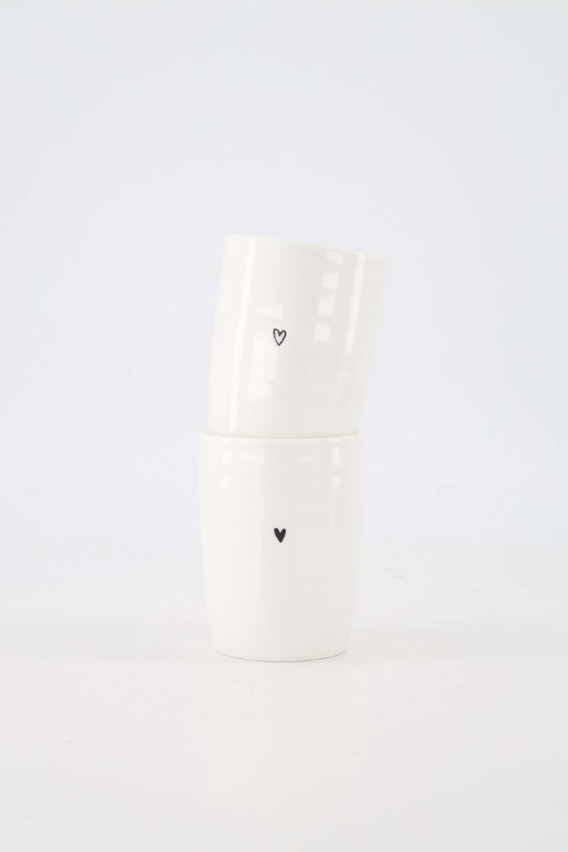 Zusss Set Van 2 Koffiemokken Open / Dicht Hartje - Verjaardag - Cadeau Dames Keramiek White / Black