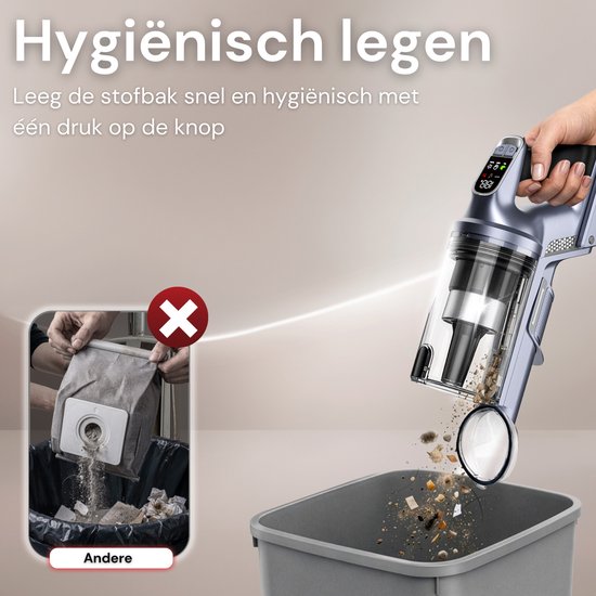 Vesora® 3-in-1 Buigbare Steelstofzuiger Draadloos zonder Zak - FLEX - Draadloze Stofzuiger - Kruimeldief Snoerloos - Vacuum Cleaner - Handstofzuiger - Stofzuiger Steel met Hepa Filter - Stofzuiger Huisdieren - Zakloze Stofzuiger