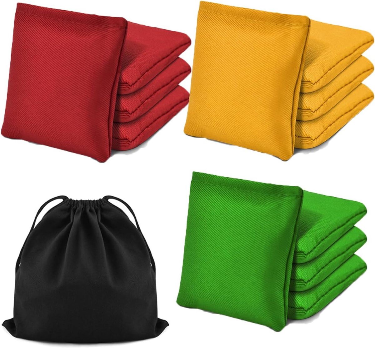 Zitzakken Gooien - Cornhole Zakjes - Buitenspelen - Klein formaat kinderen - 10 x 10 cm - Rood Geel Groen