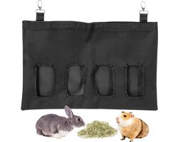 Hooiruf Konijn - Hooizak Voederbak - Netjes Voeren - Bijtvast Oxford Stof - 44 x 29 cm - Zwart