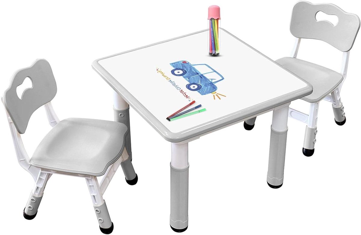 Kinder Tafel Stoel Set - Kindertafel Bureau - Knutselen en Leren - In Hoogte Verstelbaar