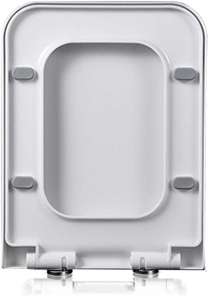 Toiletzitting Vierkant - Toiletdeksel WC bril - Geruisloos Sluiten - Snel Demontage - 47x36cm - Wit