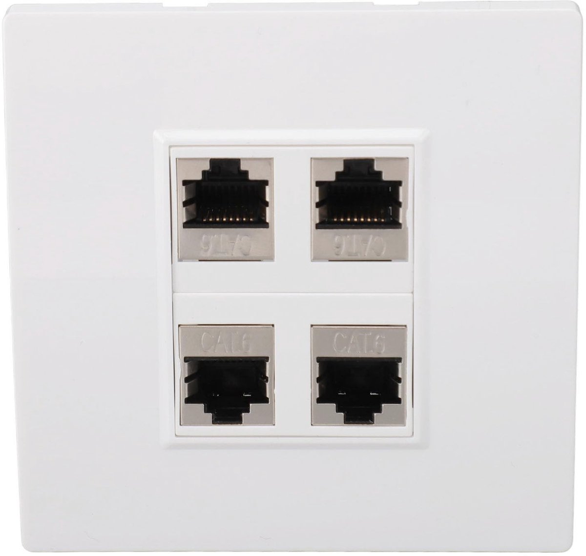 CAT6 Ethernet Wandcontactdoos 4 Poorten - Vrouwelijk naar Vrouwelijk, Ideaal voor Netwerkverbindingen