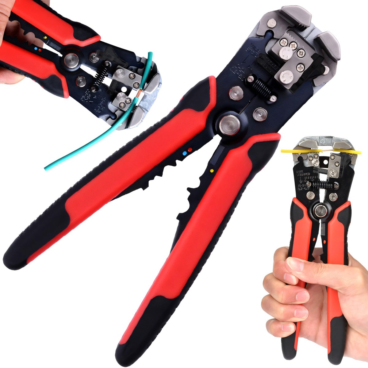 Retoo Stripping Pliers - Universele Kabelstripper, 210 mm, Ergonomisch, Rood/Zwart