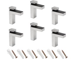 MroMax Brassy Zinc Alloy Glass Window Shelf Clip Clamp Bracket Glass Clip for 3-28mm Thick Glass 6pcs.