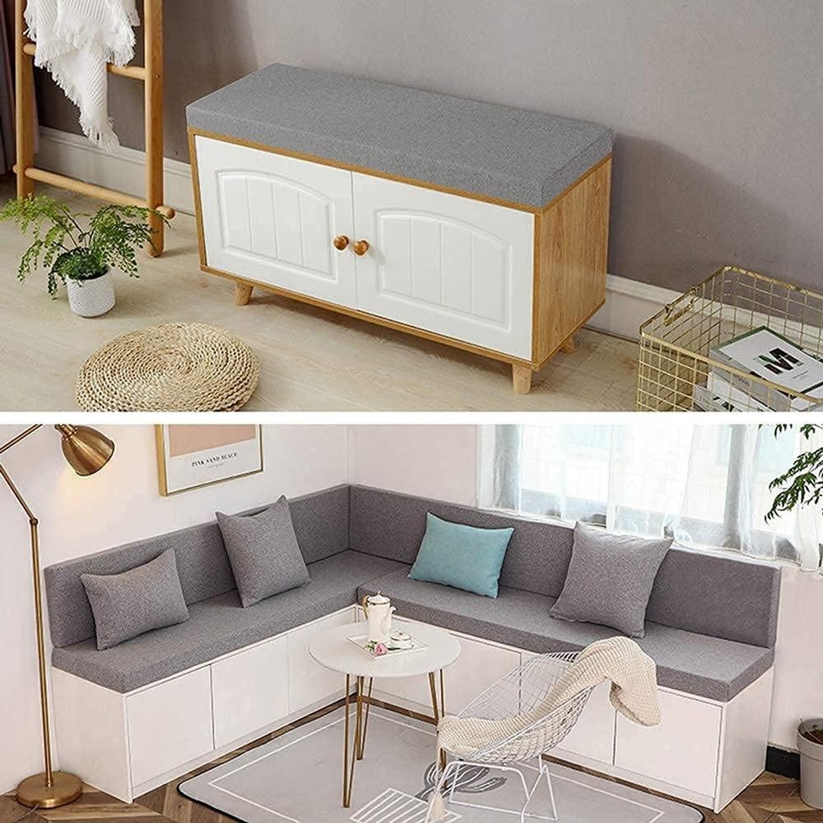Luxe Comfort Zitkussen 50x160 cm – 5 cm Dik Outdoor Bankkussen met Anti-Slip & Afneembare Hoes – Voor Tuinbank, Ligbed, Schommel en Balkon – Donkergrijs – Casa Dorada