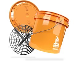 Wasemmer met Grit Guard - Vuilzeef Emmer - Auto Poetsen - Extra Stabiele Wand - 13 Liter Capaciteit - Oranje Zwart