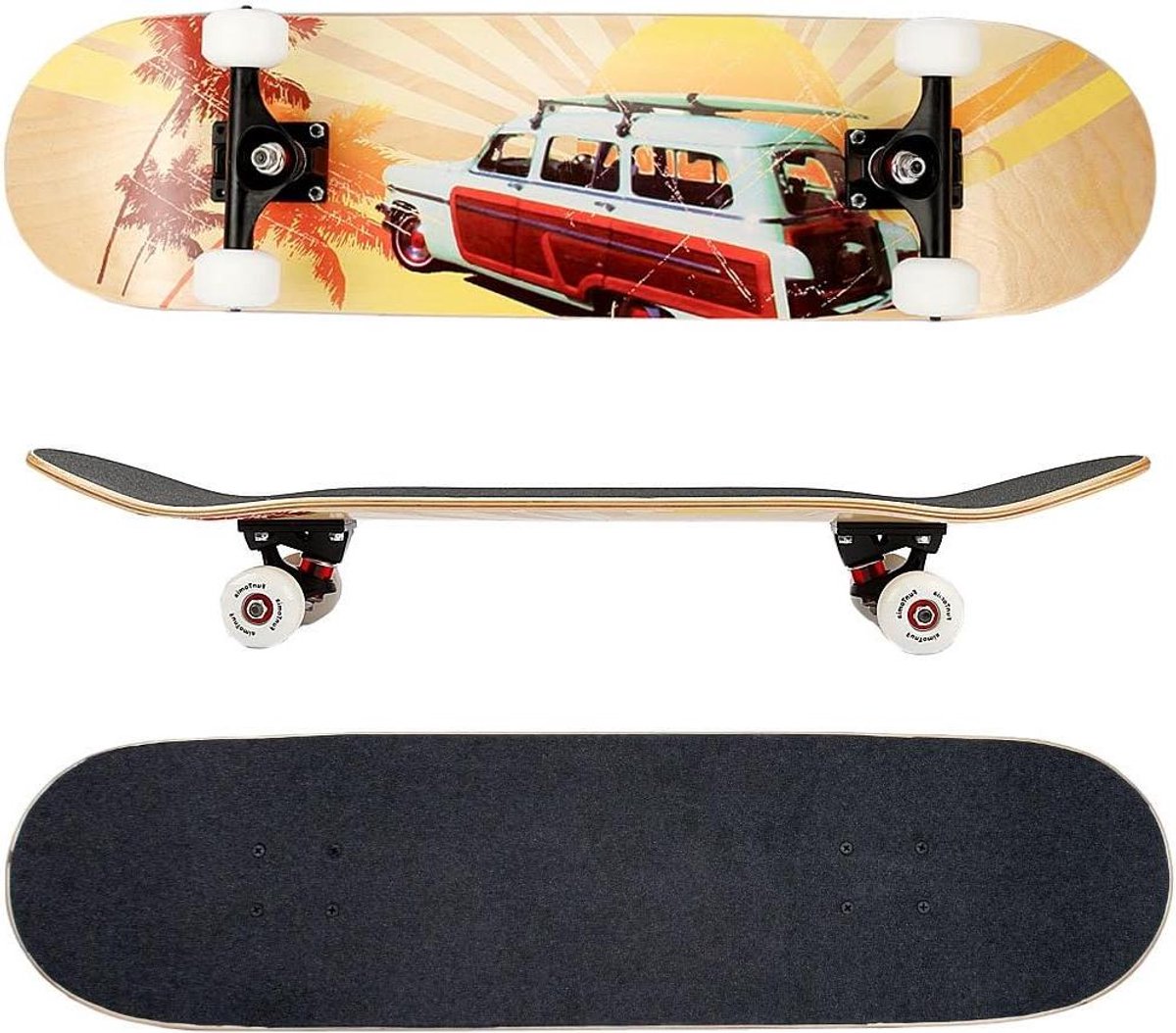Skateboard Esdoornhout Streetboard Cruiser Trucs en Tricks ABEC-9 Kogellagers 78.5 x 20 cm Beachcar