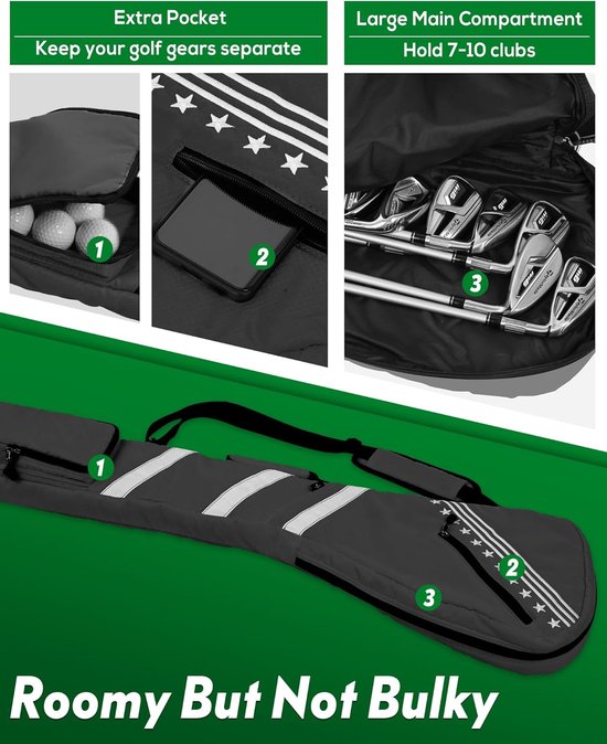 Golftas - Kleine Golftas - Oefenen op de baan - Ultra lichtgewicht - 7-10 clubs - Grijs — afbeelding 2