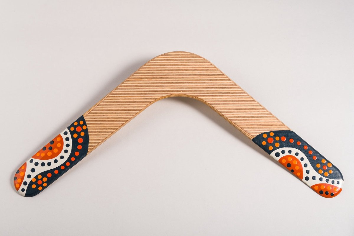 Handbeschilderde boemerang Wallaby Boomerang Vintage WB103 Hout 34 cm — cadeau in Spellen & Speelgoed - foto 4
