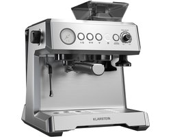 Klarstein GrandPresso Espressomachine - Precisiemolen - Stoompijpje - Portafilter - Drukindicator - 20 bar - Roestvrij staal - Drukpomp - RVS - Compact - Coffee Machine - Koffieautomaat