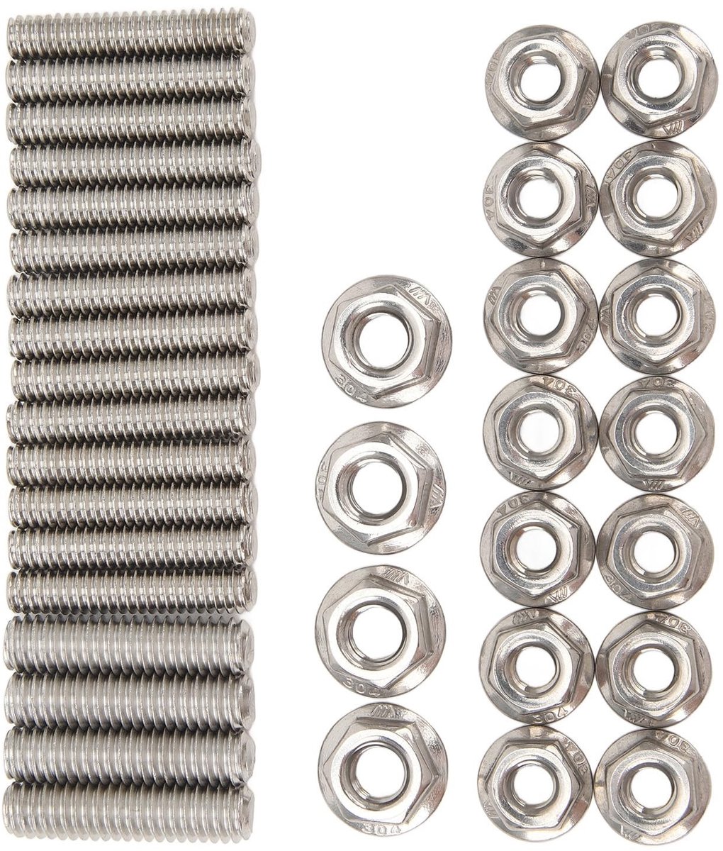 Dailygoods - Oliecarter Stud Kit - Roestvrijstalen Schroefmoeren - Betrouwbare prestaties - 18 Stuks - Precisie Gefreesd - Geschikt voor Chevy 283...