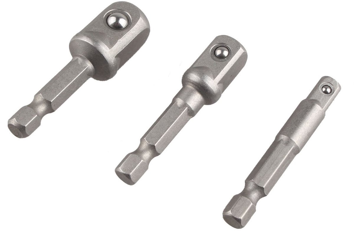 Dailygoods - Socket Adapter Set - 3-delige Hex Shank Converter - Voor Boormachines 1/4 3/8 en 1/2 - Geschikt voor Klusprojecten - Verhoog de Flexibili