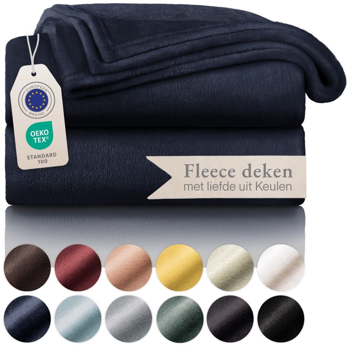 Dailygoods - Fleece deken - Zachte microvezeldeken - Ideaal voor binnen en buiten - Diepzeeblauw - Bankhoes en sprei - Comfortabel en stijlvol - 150 x